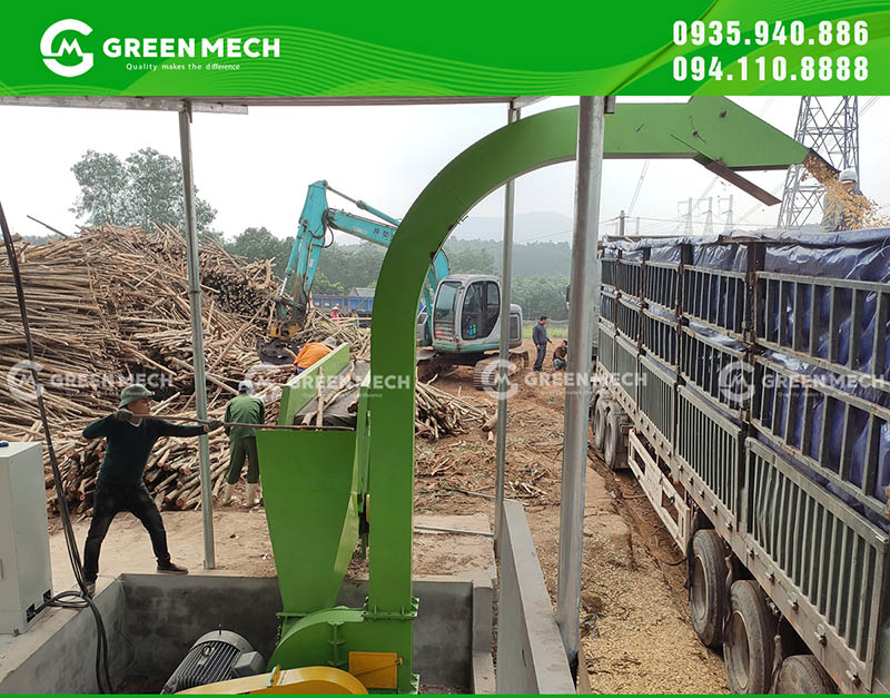 Lắp đặt máy băm dăm gỗ công suất 10 tấn