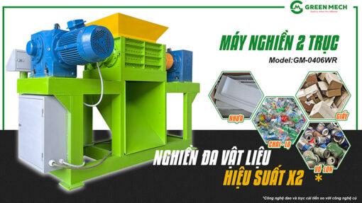 Máy nghiền 2 trục 300kg nghiền đa dạng các loại vật liệu như vỏ lon, vải, giấy, nhựa,…